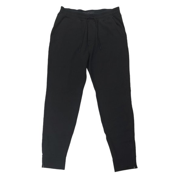 Abercrombie & Fitch Sweatpants Mens Medium Black Tapered Ankle Zip Athletic Gym - Picture 1 of 11